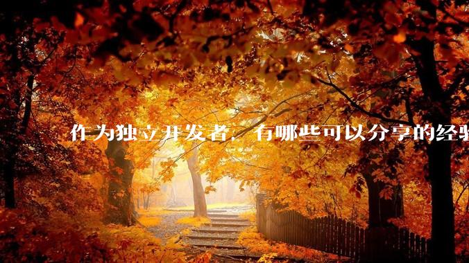 作为独立开发者，有哪些可以分享的经验？